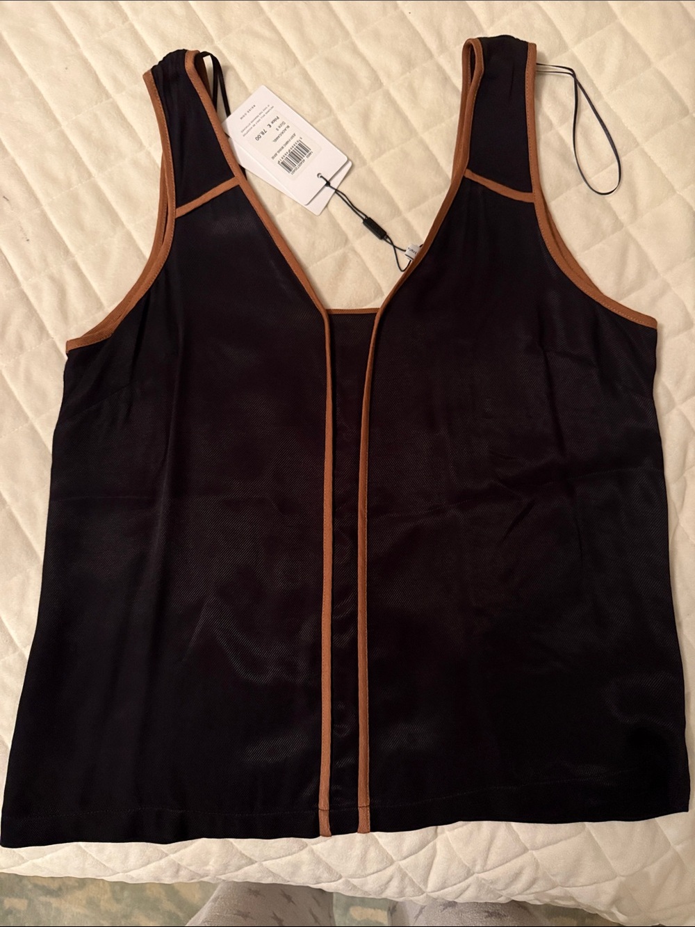 Reiss black tank with camel lining NWT
